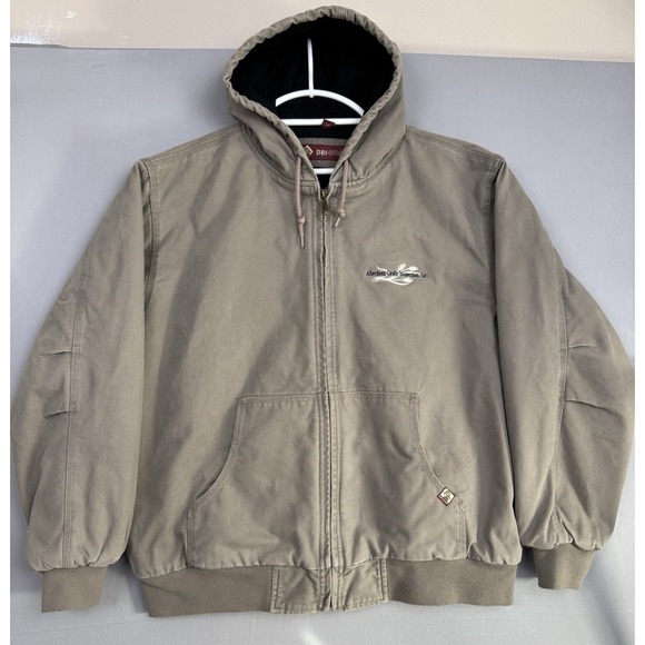 DRI DUCK Other - Dri Duck Canvas Work Coat Mens 2XL XXL Hooded Insulated Chore Jacket Work Logo
